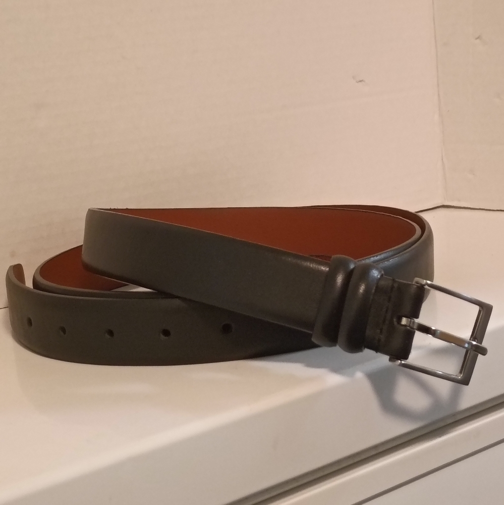 Men's Wearhouse Full Grain Italian Leather Black Belt Office Business Corporate